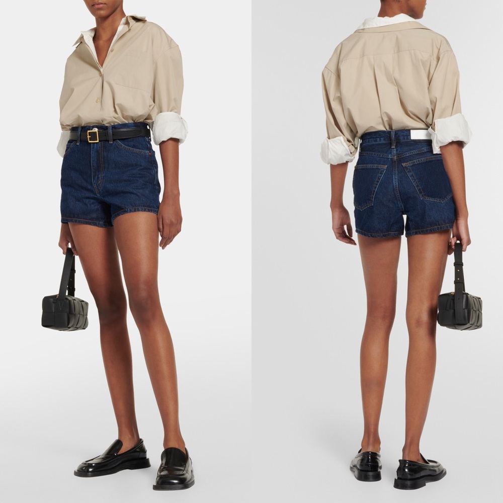 RE/DONE Midi Short High Rise‎ Denim Shorts Size 25 Classic Blue 100% Cotton
